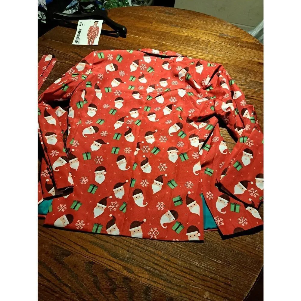 XL Suitmeister Red Santa Christmas Holiday Suit Red White Green 3 Piece Set